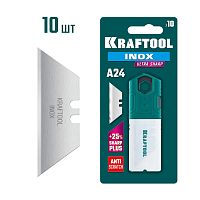 09626-S10 KRAFTOOL  INOX-A24, 10 шт, нержавеющие трапециевидные лезвия