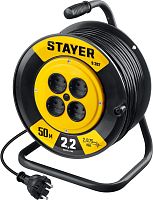 55073-50_z02 STAYER  S-207, ПВС, 2 х 0.75 мм2, 50 м, 2200 Вт, удлинитель на катушке