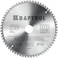 36953-216-30 KRAFTOOL  Multi Material, 216 х 30 мм, 64Т, пильный диск по алюминию