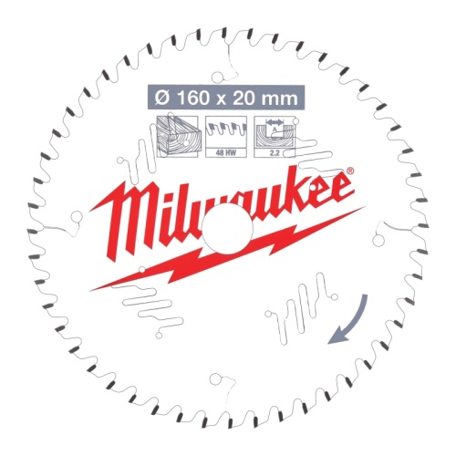 4932471291 MILWAUKEE Пильный диск для циркулярной пилы по дереву 160x20x2,2x48 скошенные зубья (замена для 4932248233) 4932471291 MILWAUKEE Пильный диск для циркулярной пилы по дереву 160x20x2,2x48 скошенные зубья (замена для 4932248233)
