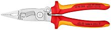 KN-1396200SB KNIPEX  Клещи электромонтажные VDE, 6-в-1, 200 мм, защёлка-"собачка", хром, 2-комп диэлектрические ручки, SB