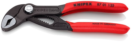 8701125SB KNIPEX COBRAR клещи переставные, зев 27 мм, длина 125 мм, фосфатированные, обливные ручки, SB