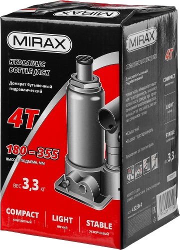 Домкрат бутылочный гидравлический MIRAX 43260-4 фото 2