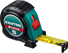 34122-05-25_z02  KRAFTOOL X-Drive 5м / 25мм рулетка с ударостойким обрезиненным корпусом