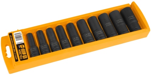 TT18296 TOLSEN Набор ударных глубоких торцевых головок 1/2", шестигранные, 10-24 мм, 10 предметов