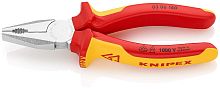 0306160SB KNIPEX Плоскогубцы комбинированные VDE, 160 мм, хром, 2-комп диэлектрические ручки, SB
