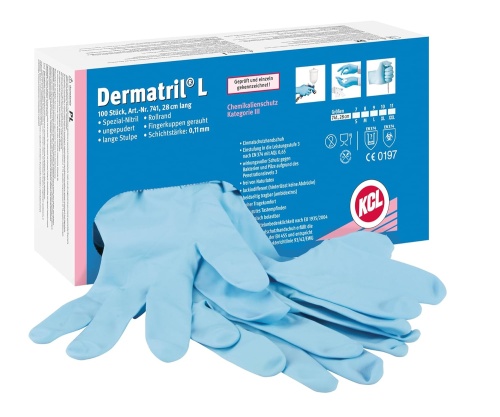 Перчатки нитриловые, голубые, размер 10XL, 100 шт. Honeywell KCL Dermatril L 741 074110081C фото 2 Перчатки нитриловые, голубые, размер 10XL, 100 шт. Honeywell KCL Dermatril L 741 074110081C фото 2