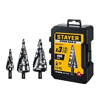 29661-4-38-H3 STAYER Pro-Max 3 шт, 4-38мм, винтовая спираль, набор сверл ступенчатых