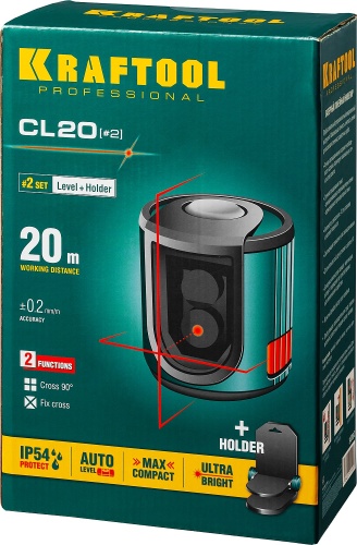 Линейный лазерный нивелир "CL 20" KRAFTOOL 34700-2 фото 2