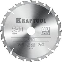 36950-250-32 KRAFTOOL  Fast, 250 х 32 мм, 24Т, пильный диск по дереву