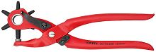 9070220SB KNIPEX Просекатель с револьверной головкой, для кожи/ткани/пластика, пуансоны d 2-2.5-3-3.5-4-5 мм, длина 220 мм, SB