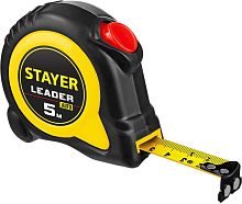 3402-5_z02  STAYER LEADER 5м / 25мм рулетка с автостопом в ударостойком обрезиненном корпусе