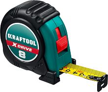 34122-08_z02  KRAFTOOL X-Drive 8м / 25мм рулетка с ударостойким обрезиненным корпусом