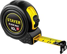 3410-10_z02  STAYER Рулетка BlackMax 10м, 25мм в ударостойком полностью обрезиненном корпусе и двумя фиксаторами