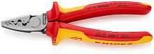 9778180SB KNIPEX Пресс-клещи VDE, 9 гнезд, контактные гильзы DIN 46228 1+4, , 0.25-16 мм2, 180 мм, 2-комп диэлектрические ручки, SB