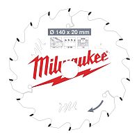 4932471310 MILWAUKEE  Пильный диск для циркулярной пилы по дереву 140x20x1,6x18 скошенные зубья (замена для 4932430719)