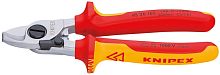 9526165SB KNIPEX Кабелерез VDE, d 15 мм (50 мм2), длина 165 мм, пружина, хром, 2-комп диэлектрические ручки, SB