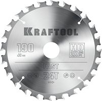 36950-190-30 KRAFTOOL  Fast, 190 х 30 мм, 24Т, пильный диск по дереву