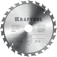 36950-210-30 KRAFTOOL  Fast, 210 х 30 мм, 24Т, пильный диск по дереву