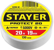 12292-W  STAYER Protect-20 белая изолента ПВХ, 20м х 19мм