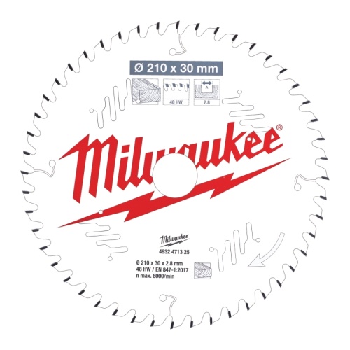 4932471325 MILWAUKEE Пильный диск для торцовочной пилы по дереву 210x30x2.8x48 скошенные зубья (замена для 4932259136) 4932471325 MILWAUKEE Пильный диск для торцовочной пилы по дереву 210x30x2.8x48 скошенные зубья (замена для 4932259136)