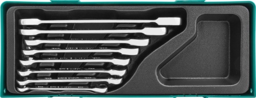 W45308SP Набор ключей гаечных комбинированных трещоточных в ложементе, 8-19 мм, 8 предметов Jonnesway