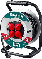 55086-30_z01 KRAFTOOL  КГ 3х2.5 30м 4000Вт IP44, HEAVY DUTYСиловой удлинитель на стальной катушке