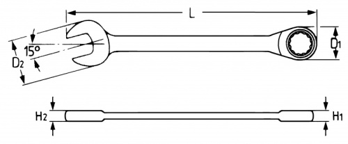 HE-50720017080 Ключ рожково-накидной с трещоткой 720 17мм HEYCO фото 3
