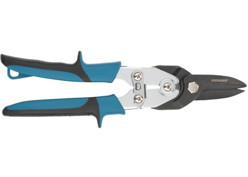 Ножницы по металлу"PIRANHA"усиленные,255 мм,прямой рез,сталь-СrMo,двухкомпонентные рукоятки GROSS 78347 фото 3